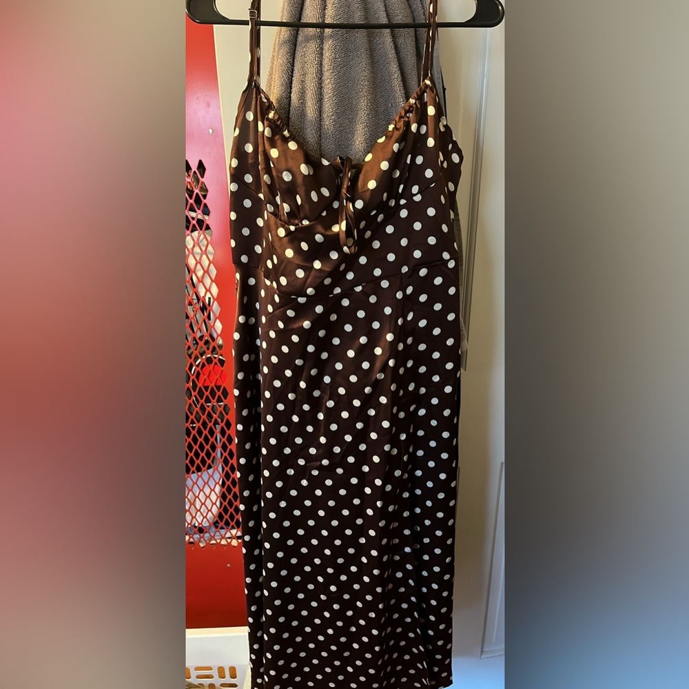 Brown polka dot dress